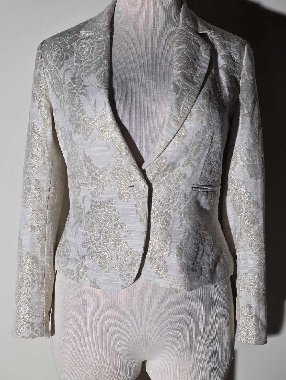 George Designs By Mark Eisen -  Elegant Women's Ivory Floral Blazer (Sz 14)